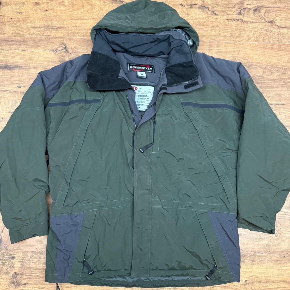 Obermeyer Mens XL Ski Snowboard Jacket Green ATC Insulated Hooded‎ Winter Gorp